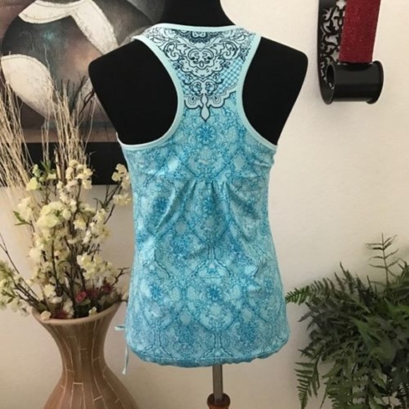 Athleta Blue Print Draw String Tank Top size XXS - Picture 3 of 3